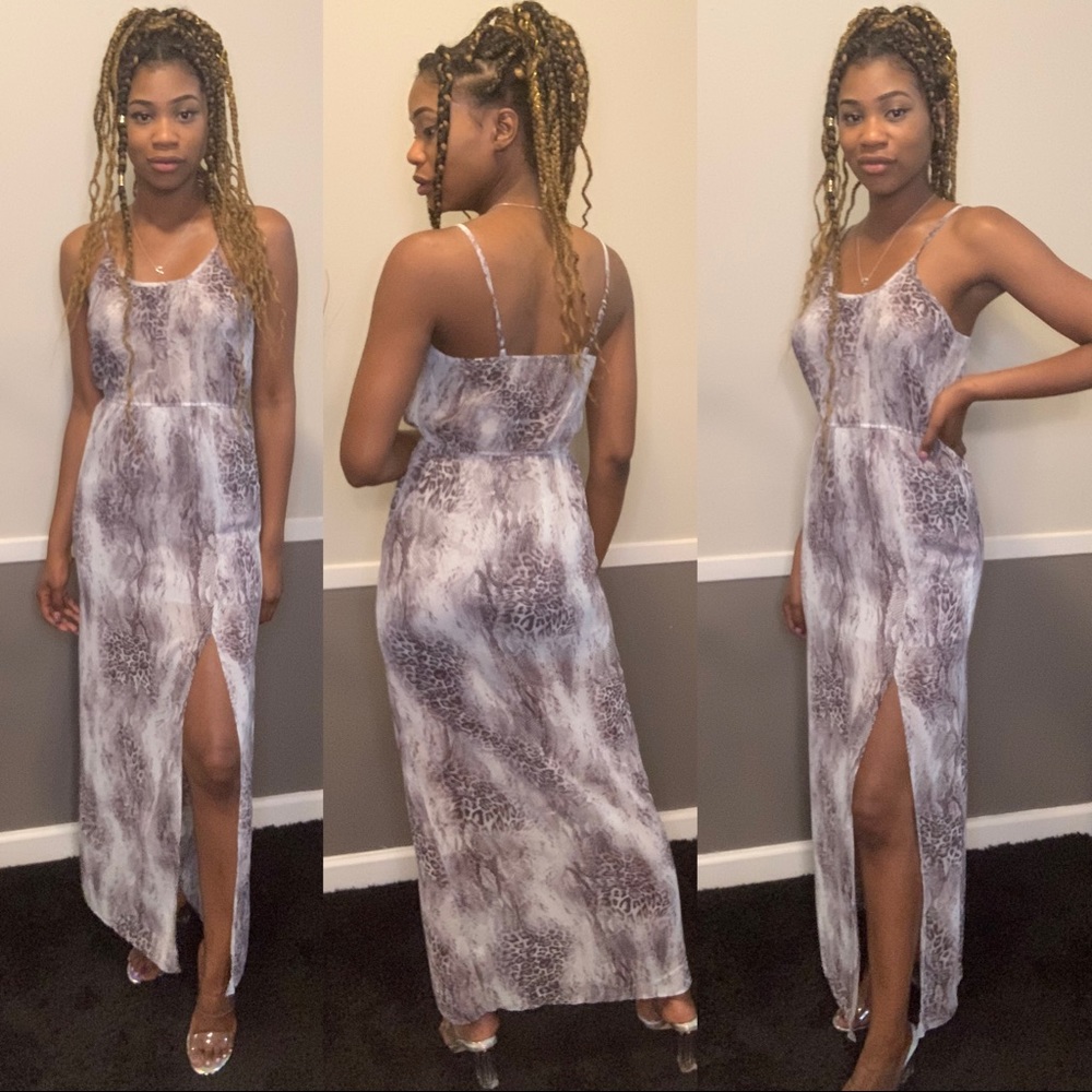 Grey snakeskin maxi dress